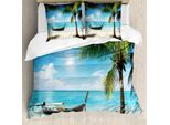Abakuhaus Copripiumino Nautico, Piccola Barca Sunny Ocean, Antiacaro, Adatto A Chi Soffre Di Allergie, Con Federe, 155 Cm X 220 Cm - 80 X 80 Cm, Verde Acquamarina Cocco