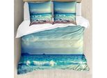 Abakuhaus Set Copripiumino Per Letto Matrimoniale, Oceano Seychelles, Antiacaro, Adatto A Chi Soffre Di Allergie, Con Federe, Turchese Blu Umbra