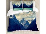Abakuhaus Copripiumino Berg, Nordnorwegen Harbor, Antiacaro, Adatto A Chi Soffre Di Allergie, Con Federe, 200 Cm X 200 Cm - 80 X 80 Cm, Verde Mandorla Blu Scuro