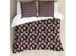Abakuhaus Copripiumino ZuckerschäDel, Fiori ZuckerschäDel, Antiacaro, Adatto A Chi Soffre Di Allergie, Con Federe, 155 Cm X 220 Cm - 80 X 80 Cm, Multicolore