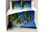 Abakuhaus Copripiumino Ocean, Malediven Bay Resort, Antiacaro, Adatto A Chi Soffre Di Allergie, Con Federe, 155 Cm X 220 Cm - 80 X 80 Cm, Turchese Blu Navy