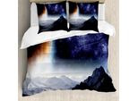 Abakuhaus Copripiumino Space, Fantascienza Natura, Antiacaro, Adatto A Chi Soffre Di Allergie, Con Federe, 200 Cm X 200 Cm - 80 X 80 Cm, Viola Nero Arancione