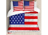 Abakuhaus Usa Copripiumino, Tema Libertà Americana, Antiacaro, Adatto A Chi Soffre Di Allergie, Con Federe, 155 Cm X 220 Cm - 80 X 80 Cm, Blu, Rosso, Bianco