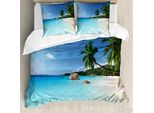 Abakuhaus Copripiumino Ocean, Anse Lazio Beach Surf, Antiacaro, Adatto A Chi Soffre Di Allergie, Con Federe, 200 Cm X 200 Cm - 80 X 80 Cm, Turchese-Blu-Verde
