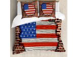 Abakuhaus Usa Copripiumino, Bandiera Nazionale Americana, Antiacaro, Adatto A Chi Soffre Di Allergie, Con Federe, 200 Cm X 200 Cm - 80 X 80 Cm, Blu, Rosso, Marrone