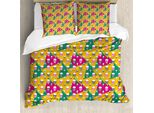 Abakuhaus Copripiumino SchäDel, Triangolo Testa Ossa, Antiacaro, Adatto A Chi Soffre Di Allergie, Con Federe, 155 Cm X 220 Cm - 80 X 80 Cm, Terra Giallo Verde Giada