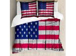 Abakuhaus Usa Copripiumino, Juli Quarto Giorno Di Libertà, Antiacaro, Adatto A Chi Soffre Di Allergie, Con Federe, 155 Cm X 220 Cm - 80 X 80 Cm, Corallo Scuro, Blu, Bianco