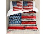 Abakuhaus Usa Copripiumino, Tema Fourth Of July, Antiacaro, Adatto A Chi Soffre Di Allergie, Con Federe, 200 Cm X 200 Cm - 80 X 80 Cm, Blu, Rosso, Beige