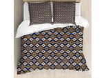 Abakuhaus Copripiumino Boho, Motivi Geometrici, Antiacaro, Adatto A Chi Soffre Di Allergie, Con Federe, 200 Cm X 200 Cm - 80 X 80 Cm, Arancione, Blu E Bianco