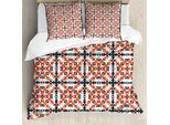 Abakuhaus Copripiumino Etnico, Aztec Tribal, Antiacaro, Adatto A Chi Soffre Di Allergie, Con Federe, 155 Cm X 220 Cm - 80 X 80 Cm, Arancione, Nero, Bianco