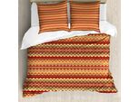 Abakuhaus Copripiumino Astratto, Motivo Folk Azteco, Antiacaro, Adatto A Chi Soffre Di Allergie, Con Federe, 200 Cm X 200 Cm - 80 X 80 Cm, Arancione E Giallo