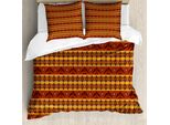 Abakuhaus Copripiumino Tribale, Motivi Indigeni, Antiacaro, Adatto A Chi Soffre Di Allergie, Con Federe, 155 Cm X 220 Cm - 80 X 80 Cm, Cannella, Calendula, Grigio