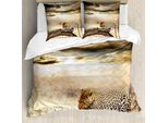 Abakuhaus Copripiumino Safari, Leopardo Selvatico, Antiacaro, Adatto A Chi Soffre Di Allergie, Con Federe, 155 Cm X 220 Cm - 80 X 80 Cm, Beige E Marrone