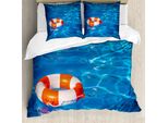 Abakuhaus Boje Copripiumino, Trasparente, Antiacaro, Adatto A Chi Soffre Di Allergie, Con Federe, 155 Cm X 220 Cm - 80 X 80 Cm, Blu Arancione Bianco