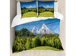 Abakuhaus Germania Copripiumino, Bayerische Alpen Dorf, Antiacaro, Adatto A Chi Soffre Di Allergie, Con Federe, 155 Cm X 220 Cm - 80 X 80 Cm, Verde Bosco