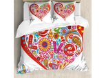 Abakuhaus Fantastico Copripiumino, Cuori Colorati Della Pace, Antiacaro, Adatto A Chi Soffre Di Allergie, Con Federe, 200 Cm X 200 Cm - 80 X 80 Cm, Multicolore