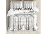 Abakuhaus Copripiumino Antico, Tende Barocche, Antiacaro, Adatto A Chi Soffre Di Allergie, Con Federe, 200 Cm X 200 Cm - 80 X 80 Cm, Bianco E Nero