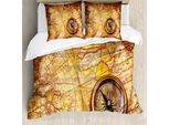 Abakuhaus Storia Set Copripiumino Per Letti Matrimoniali, Vecchia Mappa Del Mondo Antico, Antiacaro Adatto A Chi Soffre Di Allergie Con Federe, Giallo Arancione