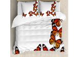 Abakuhaus Copripiumino Farfalle, Primavera Monarch Bug, Antiacaro Adatto A Chi Soffre Di Allergie Con Federe, 200 Cm X 200 Cm - 80 X 80 Cm, Marrone Scuro Marigold