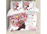 Abakuhaus Copripiumino Farfalle, Farfalle Fiori, Antiacaro Adatto A Chi Soffre Di Allergie Con Federe, 155 Cm X 220 Cm - 80 X 80 Cm, Multicolore