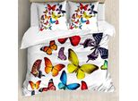 Abakuhaus Copripiumino Farfalle, Joy Fiori Selvatici Escursionismo, Antiacaro Adatto A Chi Soffre Di Allergie Con Federe, 200 Cm X 200 Cm - 80 X 80 Cm, Multicolore