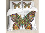 Abakuhaus Copripiumino Farfalle, Farfalla, Antiacaro, Adatto A Chi Soffre Di Allergie, Con Federe, 155 Cm X 220 Cm - 80 X 80 Cm, Multicolore