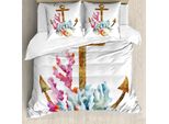 Abakuhaus Copripiumino Anker, Anchor Coralli Alghe, Antiacaro Adatto A Chi Soffre Di Allergie Con Federe, 200 Cm X 200 Cm - 80 X 80 Cm, Caramel Multicolor