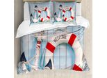 Abakuhaus Set Copripiumino Per Letti Matrimoniali, Ancora E Salvagente, Antiacaro, Adatto A Chi Soffre Di Allergie, Con Federe, Rosso, Azzurro, Blu Navy