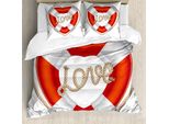 Abakuhaus Boje Copripiumino, Valentine Love Hearts, Antiacaro, Adatto A Chi Soffre Di Allergie, Con Federe, 155 Cm X 220 Cm - 80 X 80 Cm, Arancione Bianco-Crema