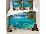 Abakuhaus Copripiumino Naturale, Tahoe Montagna Innevata, Antiacaro, Adatto A Chi Soffre Di Allergie, Con Federe, 200 Cm X 200 Cm - 80 X 80 Cm, Blu Pallido Verde Guscio D'uovo
