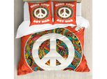 Abakuhaus Set Copripiumino Hippie Per Letti Matrimoniali, Storia Della Gioventù, Antiacaro, Adatto A Chi Soffre Di Allergie, Con Federe, Corallo Multicolore