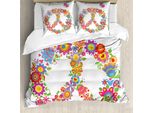 Abakuhaus Fantastico Copripiumino, Peace Equality Flower, Antiacaro, Adatto A Chi Soffre Di Allergie, Con Federe, 155 Cm X 220 Cm - 80 X 80 Cm, Multicolore