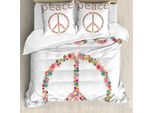 Abakuhaus Fantastico Copripiumino, Simbolo Della Pace Con Fiori, Antiacaro, Adatto A Chi Soffre Di Allergie, Con Federe, 155 Cm X 220 Cm - 80 X 80 Cm, Multicolore