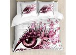 Abakuhaus Copripiumino Farfalle, Fairy Donna Ciglia, Antiacaro Adatto A Chi Soffre Di Allergie Con Federe, 200 Cm X 200 Cm - 80 X 80 Cm, Rosa Pallido Lilla