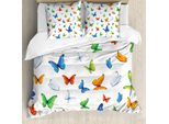 Abakuhaus Copripiumino Farfalle, Farfalle Animali, Antiacaro Adatto A Chi Soffre Di Allergie Con Federe, 155 Cm X 220 Cm - 80 X 80 Cm, Multicolore