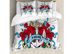 Abakuhaus Copripiumino Anker, Anchor Knochen Skeleton, Antiacaro, Adatto A Chi Soffre Di Allergie, Con Federe, 200 Cm X 200 Cm - 80 X 80 Cm, Rosso Blu Sabbia Marrone