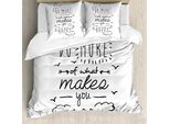 Abakuhaus Copripiumino Con Proverbio, Frase Positiva, Antiacaro, Adatto A Chi Soffre Di Allergie, Con Federe, 155 Cm X 220 Cm - 80 X 80 Cm, Bianco E Nero