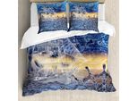 Abakuhaus Set Copripiumino Mandala Per Letti Matrimoniali, Nave Oceanica, Antiacaro, Adatto A Chi Soffre Di Allergie, Con Federe, Blu