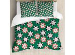 Abakuhaus Copripiumino Kasino, Chips Pirat, Antiacaro, Adatto A Chi Soffre Di Allergie, Con Federe, 200 Cm X 200 Cm - 80 X 80 Cm, Verde Giada-Rosso