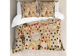 Abakuhaus Copripiumino Kasino, Carte Da Gioco Vintage, Antiacaro, Adatto A Chi Soffre Di Allergie, Con Federe, 200 Cm X 200 Cm - 80 X 80 Cm, Beige, Rosso, Nero