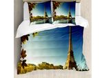 Abakuhaus Copripiumino Torre Eiffel, Parigi Con Torre, Antiacaro, Adatto A Chi Soffre Di Allergie, Con Federe, 200 Cm X 200 Cm - 80 X 80 Cm, Terra Giallo Verde Blu