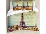 Abakuhaus Copripiumino Torre Eiffel, Panorama Di Parigi, Antiacaro, Adatto A Chi Soffre Di Allergie, Con Federe, 200 Cm X 200 Cm - 80 X 80 Cm, Verde Mandorla Giallo