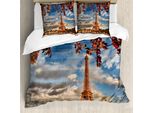 Abakuhaus Copripiumino Torre Eiffel, Torre Eiffel Con Barca, Antiacaro, Adatto A Chi Soffre Di Allergie, Con Federe, 200 Cm X 200 Cm - 80 X 80 Cm, Arancione Scuro Cannella