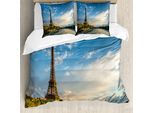 Abakuhaus Copripiumino Torre Eiffel, Sun Torre Eiffel, Antiacaro, Adatto A Chi Soffre Di Allergie, Con Federe, 200 Cm X 200 Cm - 80 X 80 Cm, Giallo Verde Blu