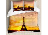 Abakuhaus Copripiumino Torre Eiffel, Sun View Old Paris, Antiacaro E Anallergico Con Federe, 155 Cm X 220 Cm - 80 X 80 Cm, Marigold Rose Brown