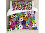 Abakuhaus Copripiumino Blume, Floral Vivid Margherite, Antiacaro, Adatto A Chi Soffre Di Allergie, Con Federe, 155 Cm X 220 Cm - 80 X 80 Cm, Multicolore