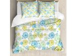Abakuhaus Copripiumino Blume, Elaborati Motivi Floreali, Antiacaro, Adatto A Chi Soffre Di Allergie, Con Federe, 200 Cm X 200 Cm - 80 X 80 Cm, Blu Verde Verde Mela