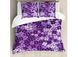 Abakuhaus Copripiumino Blume, Primavera Romantico Prato, Antiacaro Adatto A Chi Soffre Di Allergie Con Federe, 200 Cm X 200 Cm - 80 X 80 Cm, Viola Bianco