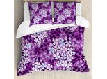Abakuhaus Copripiumino Blume, Hydrangea Lilacs Feld, Antiacaro E Anallergico, Con Federe, 155 Cm X 220 Cm - 80 X 80 Cm, Viola Bianco Azzurro