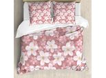 Abakuhaus Copripiumino Blume, Petali Di Ciliegio, Antiacaro, Adatto A Chi Soffre Di Allergie, Con Federe, 155 Cm X 220 Cm - 80 X 80 Cm, Rose Essiccate - Bianco Verde